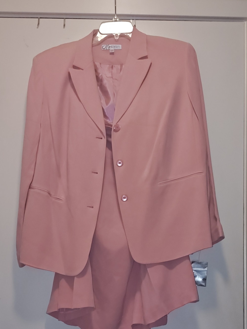 dressbarn Pink Silk Women's Two-Piece Suit Jacket and Skirt Set